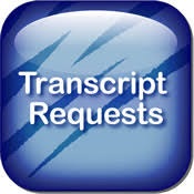  blue button that says transcript requests